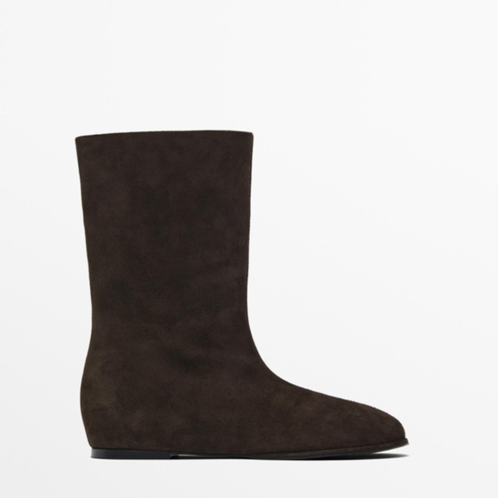 Massimo Dutti NWT split suede leather ankle boots brown 1130/450